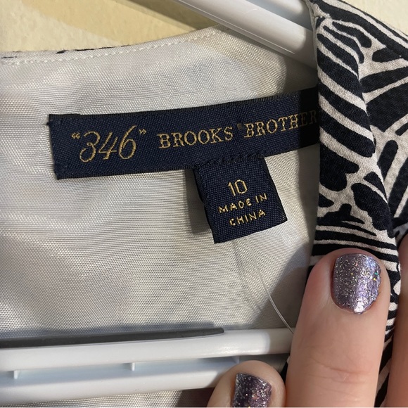 NWT Brooks Brothers Floral B/W Sheath A-Line Dress sz 10 - Picture 6 of 11